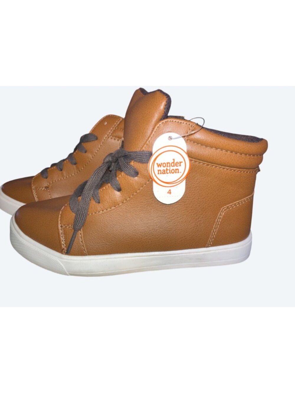 Wonder Nation Kids Brown High-Top Sneakers With Non-Marking Outsole Size Boys 4 - Picture 9 of 14